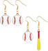 Baseball Earrings, Dangle Baseball Earrings for Women, Sports Jewelry Softball Player Gift (White, Yellow and Red)