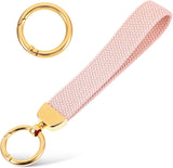 Fishent Stretchy Wristlet Keychain, Car Keychain Wristlet for Car Keys Phone Wallet, Elastic Key Holder with D Ring for Women Men (Pink)