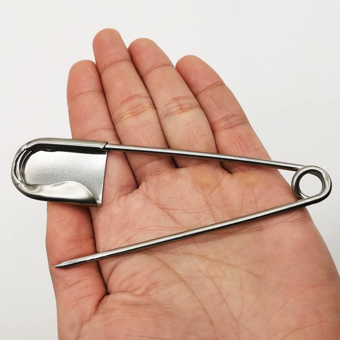 5 PCS of 5 Inch Heavy Duty Jumbo Stainless Steel Safety Pins Silver Color Safety Pins for Laundry, Blanket, Key Rings, Outdoor