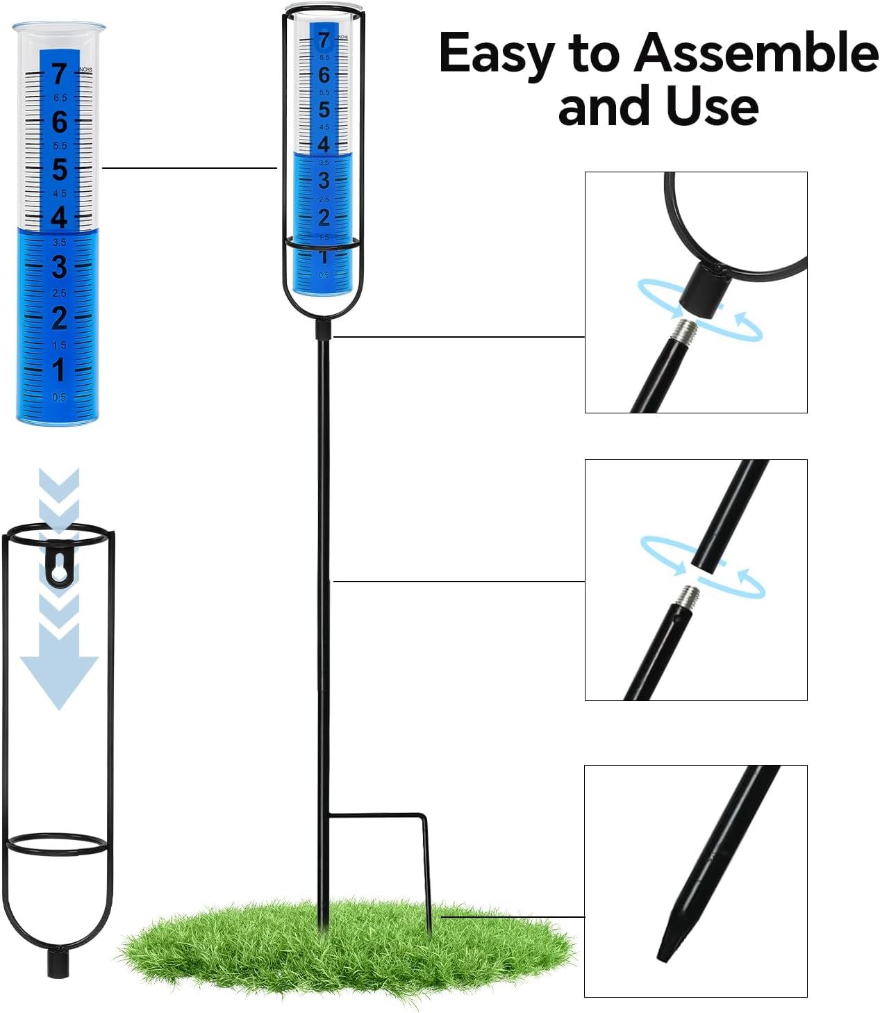 Rain Gauge Outdoor for Yard, Heavy Duty Rain Guage Gage Freeze Proof Best Rated, Large Plastic Water Gauge with Floating Duck and Ball, Playful & Accurate