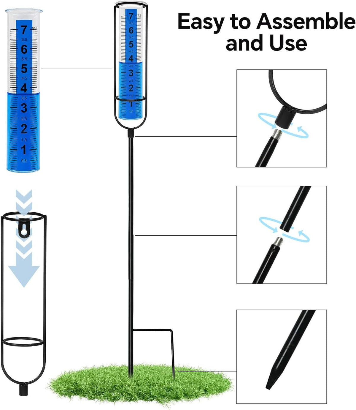Rain Gauge Outdoor for Yard, Heavy Duty Rain Guage Gage Freeze Proof Best Rated, Large Plastic Water Gauge with Floating Duck and Ball, Playful & Accurate