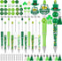 12 Set St Patricks Day Beadable Pens Plastic Bead Pens Clover Green Bulk Ballpoint DIY Crafting Pens Making Kit with Pendants Lobster Clasps for Students Teens School Office Supplies