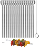 5.9 Inch Stainless Steel Skewer Grilling Shish Kebob,Cocktail Sticks,Reusable Martini Glass Picks 50pcs