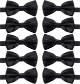 10 Pcs Elegant black Pre-tied Bow ties Formal Tuxedo Bowtie Set with Adjustable Neck Band,Gift Idea For Men And Boys