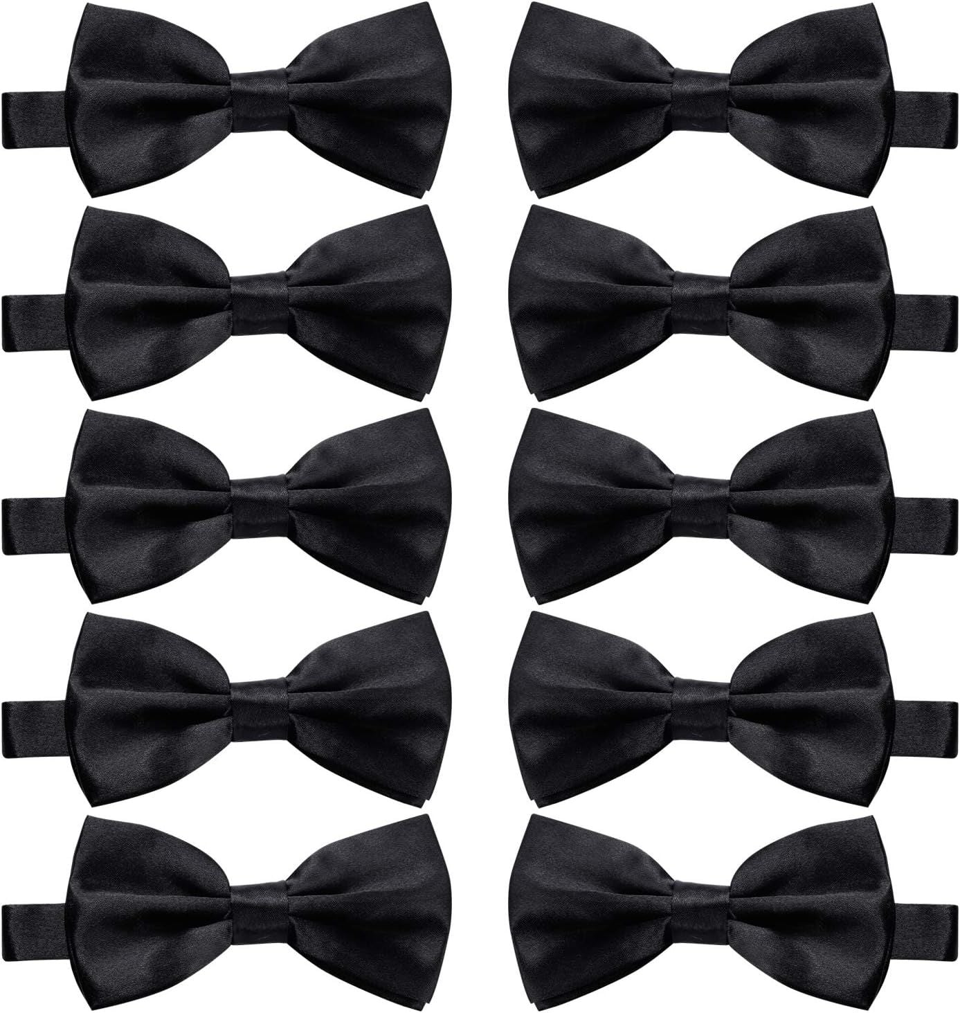 10 Pcs Elegant black Pre-tied Bow ties Formal Tuxedo Bowtie Set with Adjustable Neck Band,Gift Idea For Men And Boys