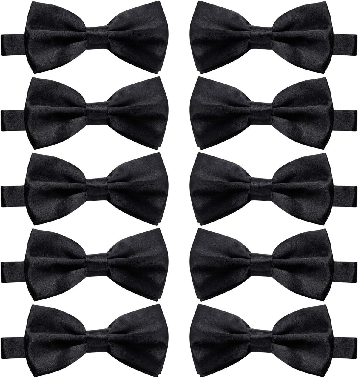 10 Pcs Elegant black Pre-tied Bow ties Formal Tuxedo Bowtie Set with Adjustable Neck Band,Gift Idea For Men And Boys