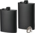 2 Pack Hip Flasks for Liquor, 8 Oz & 12 Oz Stainless Steel Leakproof Thin Flasks with Funnel for Men & Women (Matte Black)