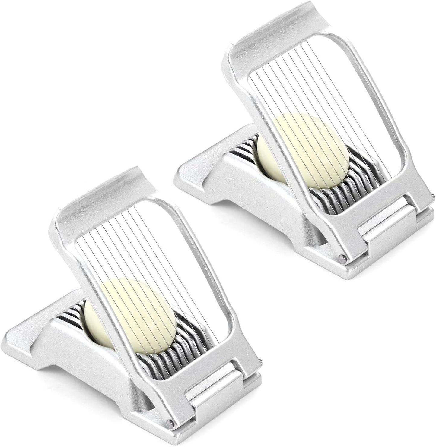 2 Packs Egg Slicer,Strawberry Slicers, Stainless Steel Wire Egg Slicer for Hard Boiled Eggs, Heavy Duty Aluminum Base Metal Egg Cutter for Egg Strawberry Soft Fruit & Food, Dishwasher Safe