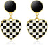 Racing Earrings, 1Pair Heart-Shaped Checkered Earrings for Women for Racing Fans Race Day Gift (Black and White)