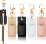 Lanyard Pen Holder, 4 Pcs Anti-lost Leather Badge Pen Holder for Lanyard & Badge Reel (Multi-colored)