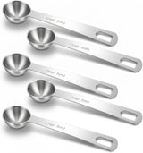 5PCS Teaspoon Measuring Spoon, 4.72 inch Stainless Steel 1 Tsp Measuring Spoon Set for Kitchen Ingredients (Silver, 5ml)