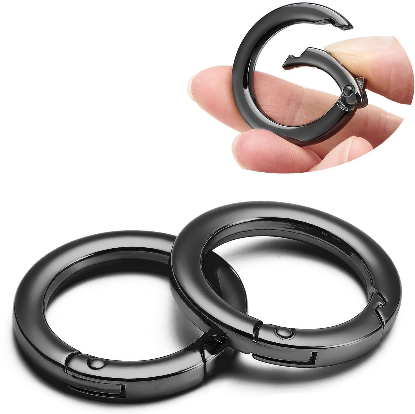 4pcs Flat Trigger Spring O Rings,Metal Keychain Ring Round Carabiner Clips for Keyrings Buckle, Bags,Purses,Purses