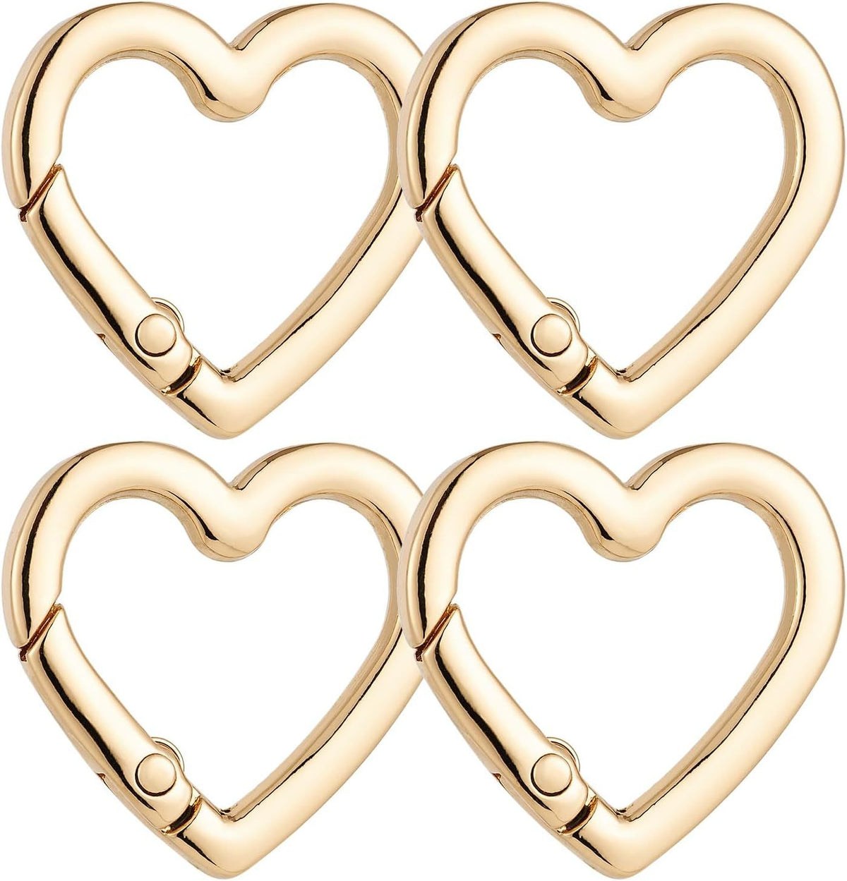 4 Pcs Heart Shaped Keychain Clip, Zinc Alloy Cute Heart Carabiner, Small Craft KeyringSpring Snap Clasp Hook for Camping Hiking Fishing Traveling