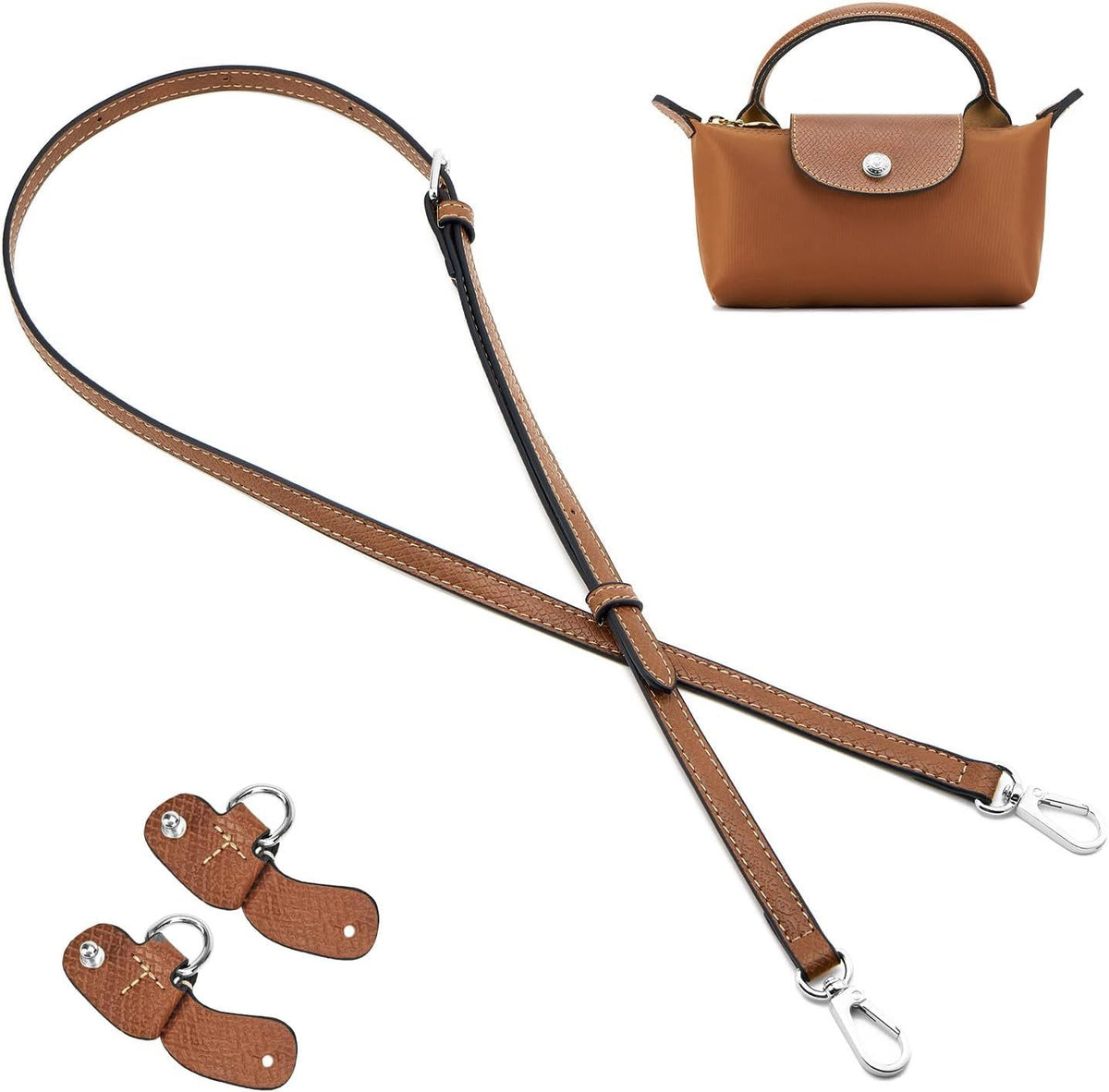 Bag Strap Suitable for Longchamp Mini Pouch, Purse Crossbody Replacement Adjustable Shoulder Strap Conversion Kit
