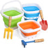 Gardening Tools Set Foldable Beach Bucket with Metal Shovels for Adults, Collapsible Pails Sand Bucket for Basket Camping Outdoor Gardening Fishing, Essential Travel Gadget 6PCS