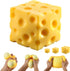 Cheese Squishy Cube Block, Squishy Fidget Toys for Adults & Teens, Easter Basket Stocking Stuffers, Sensory Stress Ball Squeeze Toys for Stress Relief (Yellow 2.4 in)