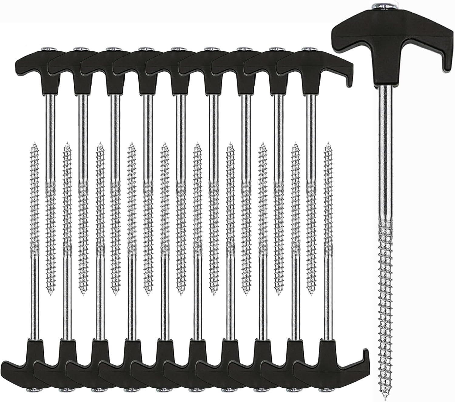 20 Pack Tent Stakes Heavy Duty, 8 Inch Tent Stakes Tent Pegs Camping Non-Rust Ground Stakes for Camping Patio, Garden, Canopies, Grassland, Outdoor (Black)
