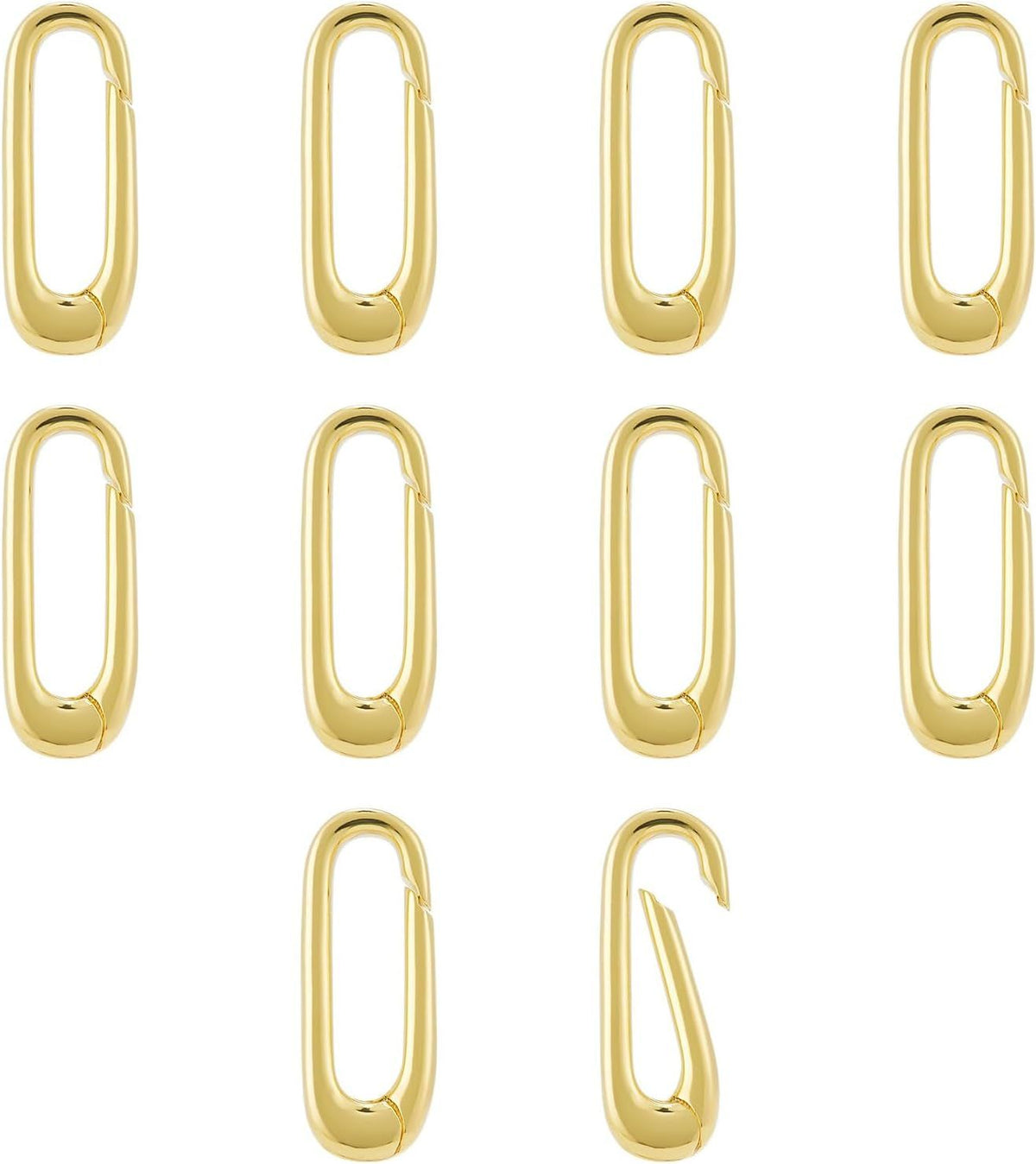 10pcs Oval Clasp Carabiner,Jewelry Necklace Connector for Extend or Repair,Gold-17.9mm