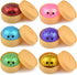 6 PCS Glitter Smiling face Colorful Dumpling Stress Balls Fidget Sensory Toy,Squeeze Dough Ball Stress Relief Hand Toy,Bun with Food Steamer Stretchy Desk Toys