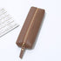 Leather Pencil Case - Korean Style Zipper Stationery Bag for Students and Office - Large Capacity Pen Organizer Pouch - Coffee Brown