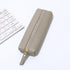 Leather Pencil Case - Korean Style Zipper Stationery Bag for Students and Office - Large Capacity Pen Organizer Pouch - Gray
