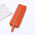 Leather Pencil Case - Korean Style Zipper Stationery Bag for Students and Office - Large Capacity Pen Organizer Pouch - Orange
