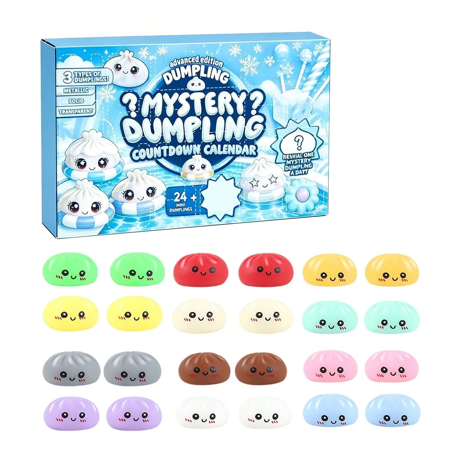 Fidget Squishy Stress Relief Toy - Mystery Dumpling Squishy Calendar Blind Box - Adult Decompression Squeeze Toy - GJ858