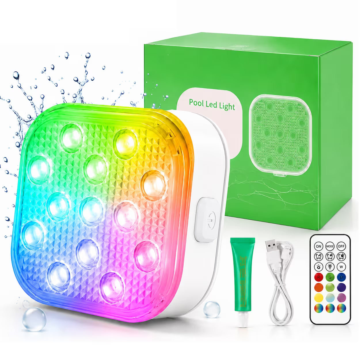 Rechargeable Magnetic Pool Light - IP68 Waterproof Underwater LED Light with Remote Control - 16 Colors 2600mAh Battery for Above Ground Inground Pools - 4 Pack