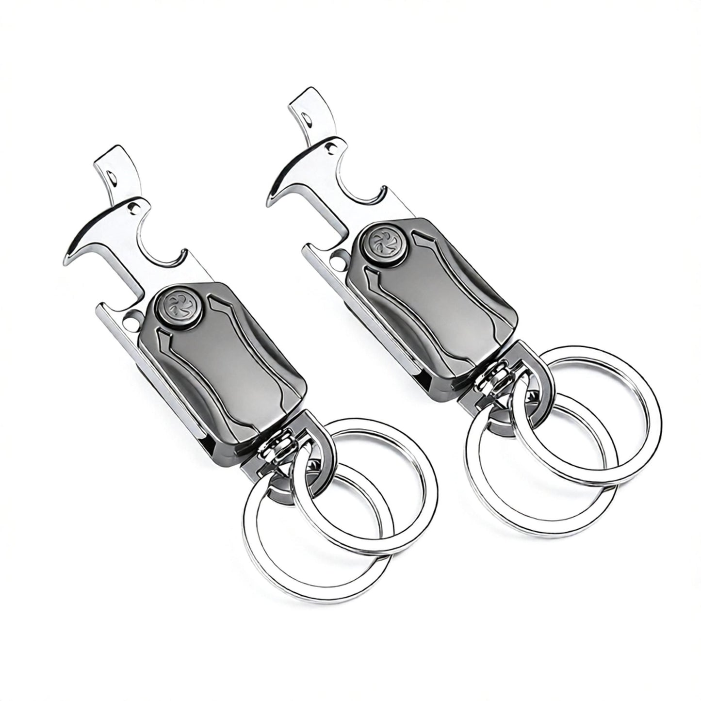 Multi-Functional Keychain 2-Pack - Stainless Steel EDC Tool with Knife Bottle Opener Phone Stand Fidget Spinner - Pocket Carry Gadget Set