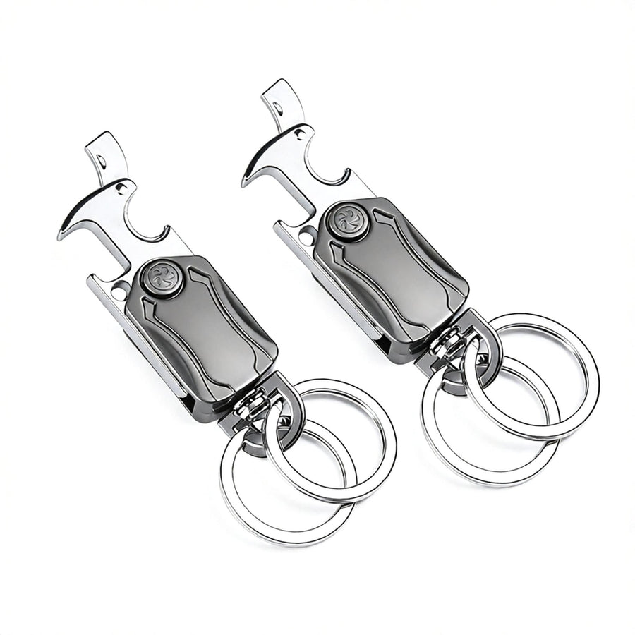 Multi-Functional Keychain 2-Pack - Stainless Steel EDC Tool with Knife Bottle Opener Phone Stand Fidget Spinner - Pocket Carry Gadget Set