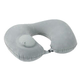 Inflatable Travel Neck Pillow - Quick Press Self-Inflating Soft Velvet Support for Travel Airplane Office - Portable Foldable - Peacock Blue