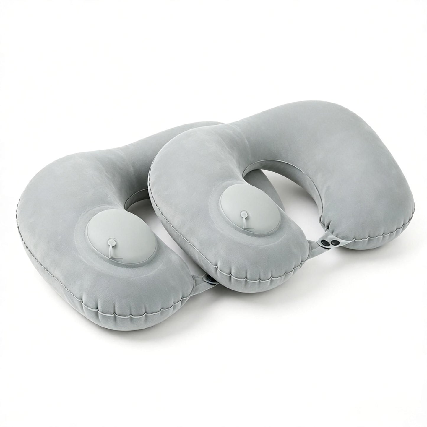2-Pack Inflatable Travel Neck Pillow - Quick Press Self-Inflating Soft Velvet Support for Travel Airplane Office - Portable Foldable - Peacock Blue