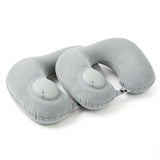 2-Pack Inflatable Travel Neck Pillow - Quick Press Self-Inflating Soft Velvet Support for Travel Airplane Office - Portable Foldable - Peacock Blue