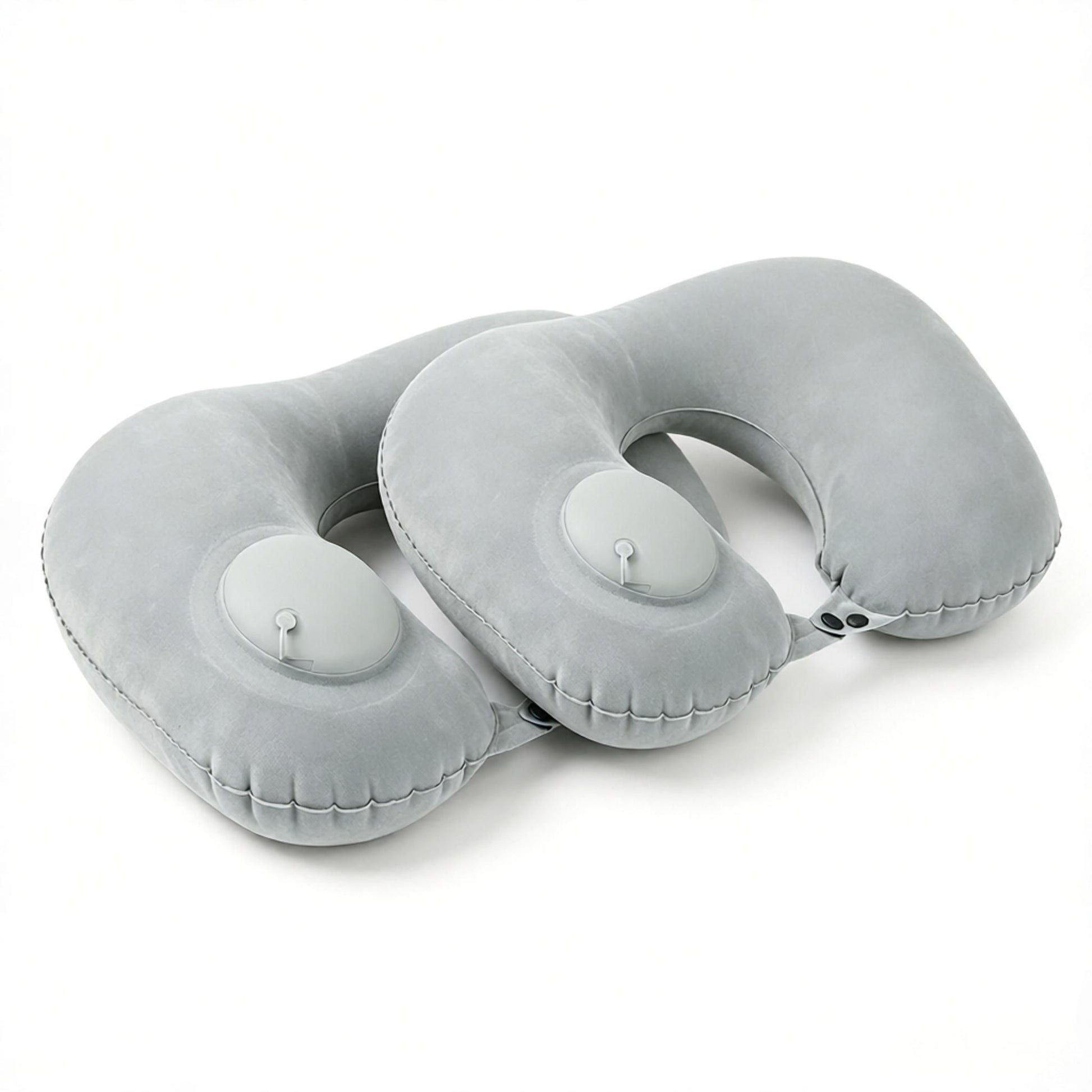 2-Pack Inflatable Travel Neck Pillow - Quick Press Self-Inflating Soft Velvet Support for Travel Airplane Office - Portable Foldable - Peacock Blue