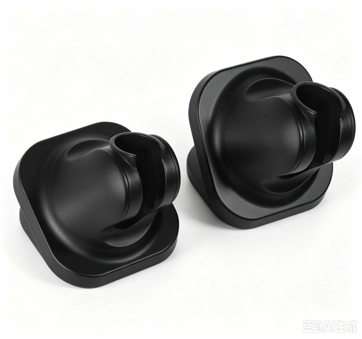No-Drill Shower Head Holder 2-Pack - Adhesive Wall Mount Bracket for Handheld Shower Spray - Adjustable Universal Bathroom Accessory - Black