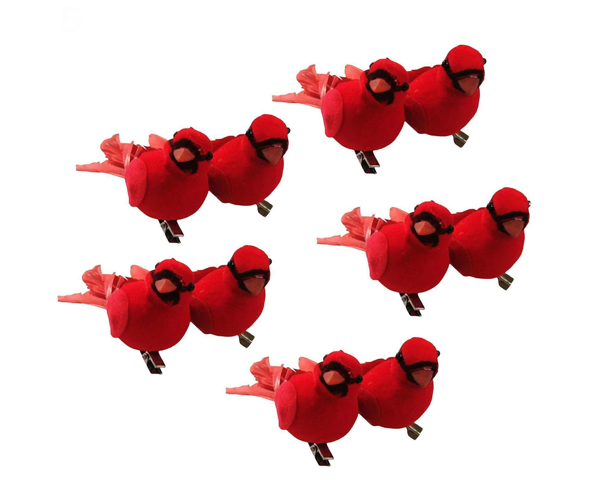 10Pcs Artificial Red Christmas Lucky Birds DIY Xmas Tree Pendant Decoration Gift-B