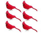 6/12Pcs Christmas Bird Clip Red Feather Artificial Birds-Red 1