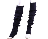 Women Elastic Solid Color Warm Thigh High Long Socks - Navy Blue