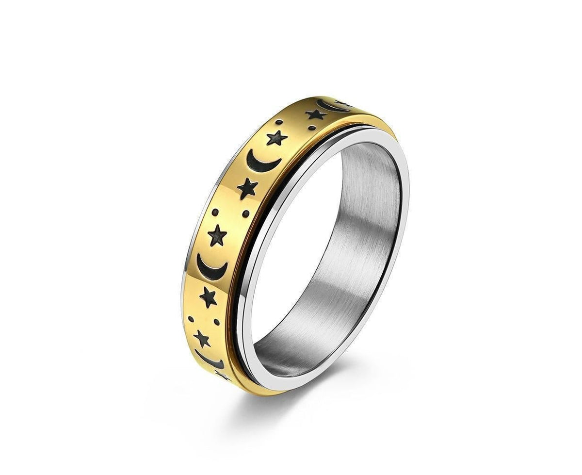 new Anxiety Fidget rings 6mm Stainless Steel Moon Star Spinner Ring for Women Men Size 512 11