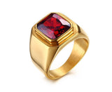 Stylish Signet Rings for Men Male Pinky Ring with Black Square CZ StoneGold Color Stainless Steel Metal Jewelry US Size 10
