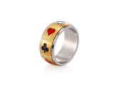 Spinner Playing Card Ring Stainless Steel Anxiety Fidget Lucky Poker For Men Women Rotating Finger Rings Punk Jewelry 9