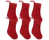 4Pcs/6Pcs Christmas Stocking Knitted with Hanging Rope Thickened Country Style Christmas Tree Decorations Mantle Hanging Stockings-Red 6pcs
