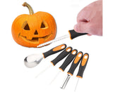5Pcs/Set Ergonomic Pumpkin Carving Tools High Hardness Effective Stainless Steel Stable Pumpkin Carving Kit for Halloween Decor-5pcs/set