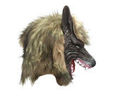 Halloween Horror Savage Wolf Head Mask Masquerade Fluffy Headgear Decoration-Brown
