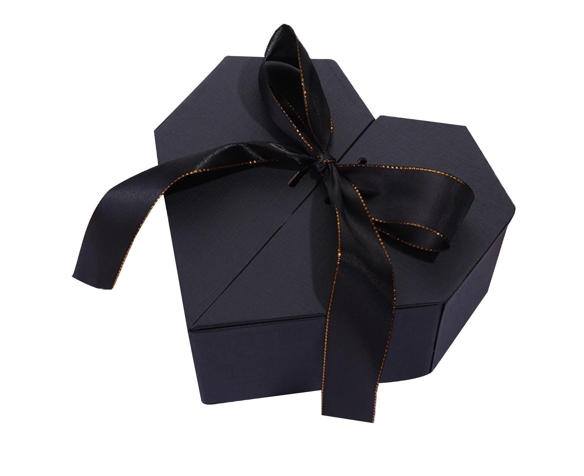 Mbg Gift Box Attractive DIY Bright Color Romantic Heart-shaped Snack Storage Case for Wedding-Black