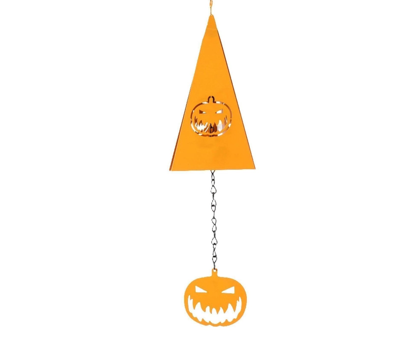 Triangle Wind Chime Festival Prop Ornament Weather-proof Heavy Duty Layout Art Craft Halloween Decor Skull Cross Bats Pumpkin Wind Chime Pendant for Yard