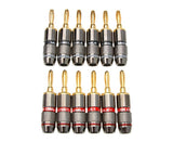 12Pcs 24K Gold Plated Zinc Alloy Banana Plugs Speaker Audio Video Connectors