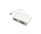 2 in 1 4K Ultra High Clarity USB 3.1 Type-C to HDMI-compatible VGA Converter Adapter for MacBook PC Silver
