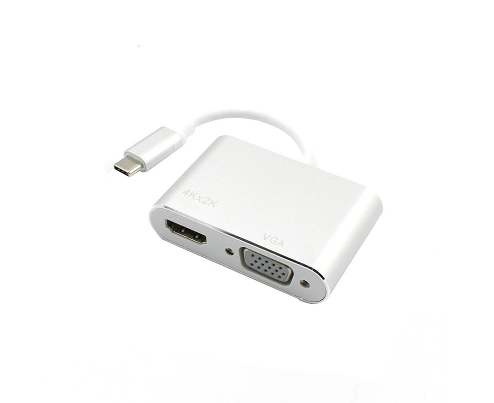 2 in 1 4K Ultra High Clarity USB 3.1 Type-C to HDMI-compatible VGA Converter Adapter for MacBook PC Silver