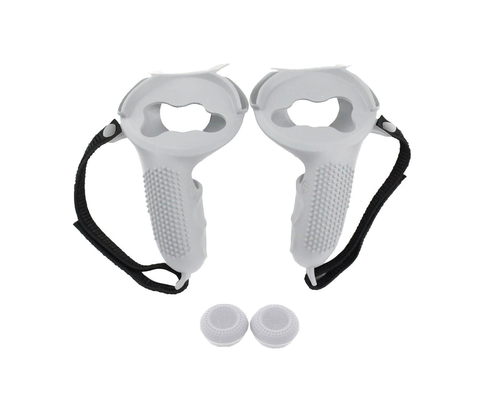 3 in 1 Anti-slip Adjustable Handle Cover Hand Strap Grip Cap Kit for Oculus Quest 2 Controller White